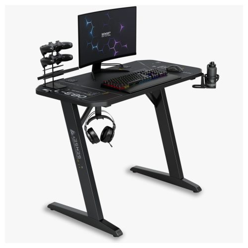 Gamer asztal SENSE7 Nomad Cybernetic 100×50 cm, fekete carbon