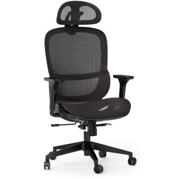   Ergonomikus irodai forgószék Neyo deréktámasz, fejtámla, háló, fekete