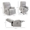 HOMCOM Dönthető masszázsfotel emelési segítséggel, USB porttal, bársony, szürke