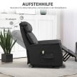 HOMCOM Elektromos Emelőfotel, TV-fotel, dönthető Fotel emeléssegítővel, műbőr, 80 x 94 x 104 cm, fekete