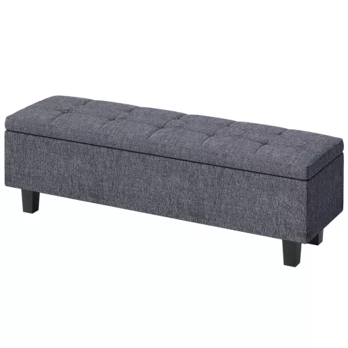 Tárolópad lenvászon hatású kivitelben, gumifa lábakkal, nappaliba, hálószobába, előszobába, sötétszürke