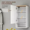 HOMCOM Fali Fürdőszobaszekrény, állítható polcokkal, nyitott rekesz, fa, fehér