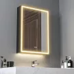 HOMCOM Tükrös szekrény, fürdőszobaszekrény LED-del, 50 x 70 cm, szabályozható fényerő, páramentes, fekete