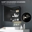 HOMCOM Tükrös szekrény, fürdőszobaszekrény LED-del, 50 x 70 cm, szabályozható fényerő, páramentes, fekete