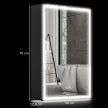 HOMCOM Tükrös szekrény, fürdőszobaszekrény LED-del, 50 x 70 cm, szabályozható fényerő, páramentes, fekete