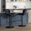 HOMCOM 2 db-os bárszék szett, forgó bárszék háttámlával, bársony, fekete