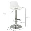 2 darabos bárszék, bárszékek, forgószékek háttámlával, állítható magasságú, teherbírás akár 120 kg, fehér
