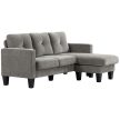 HOMCOM Sarokkanapé, Sarokkanapé Megfordítható heverővel, L alakú kanapé, Vászonhatású kárpitozás, szürke