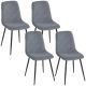 HOMCOM Étkezőszékek, 4 db-os konyhaszék szett háttámlával, kárpitozott székek fém lábakkal, szürke