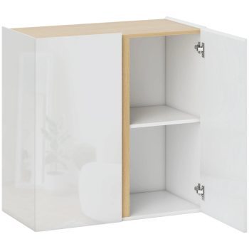   HOMCOM Fiókos Komód, tálalószekrény lágyan záródó ajtókkal, testreszabható polccal, fehér