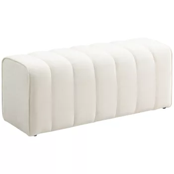   HOMCOM Modern hálószobai pad, kárpitozott pad fa vázzal, teherbírás akár 220 kg, lábtartó, krémfehér