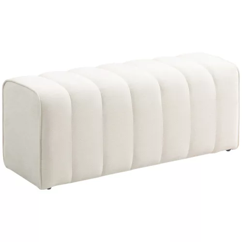 HOMCOM Modern hálószobai pad, kárpitozott pad fa vázzal, teherbírás akár 220 kg, lábtartó, krémfehér