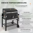 Outsunny Faszenes grillsütő, BBQ füstölő, 1 polc, 1 törölközőtartó, 2 grillrács, fekete