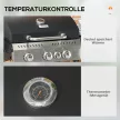 Outsunny Gázgrill, BBQ grill, 4 fő égő, 1 oldalsó égő, 1 melegítőlap, fekete