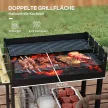 Outsunny Faszenes grill, grillkocsi, 2 grillezőfelület, 2 kerék, fogantyúk, polcok, 113 x 53,5 x 82,5 cm, fekete