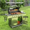 Outsunny Gázgrill 8500BTU, grillkocsi 6 rozsdamentes acél égővel, hőmérővel, nyomásszabályozóval, ezüst