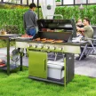 Outsunny Gázgrill 8500BTU, grillkocsi 6 rozsdamentes acél égővel, hőmérővel, nyomásszabályozóval, ezüst