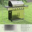 Outsunny Gázgrill 8500BTU, grillkocsi 6 rozsdamentes acél égővel, hőmérővel, nyomásszabályozóval, ezüst