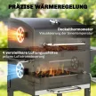 Outsunny kompakt faszenes grillkocsi fedővel, hőmérővel, grillráccsal, hamutartóval és szellőzőnyílásokkal