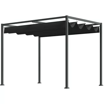   Outsunny Pergola 3x2m Kerti pavilon terasztetővel, szabadon álló kerti pavilon állítható tetővel, UV-védelemmel,  fekete+szürke