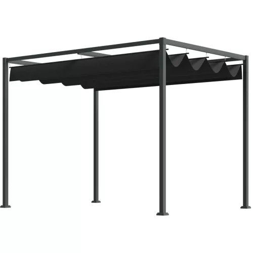 Outsunny Pergola 3x2m Kerti pavilon terasztetővel, szabadon álló kerti pavilon állítható tetővel, UV-védelemmel,  fekete+szürke