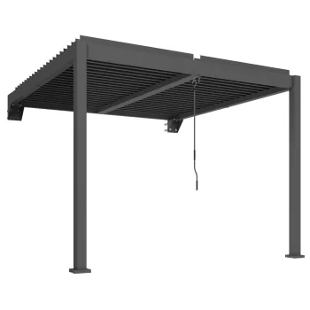   Outsunny Pergola kb. 3x3 m alumínium teraszfedés állítható lamellás tetővel, falra szerelhető, sötétszürke