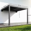 Outsunny Pergola kb. 3x3 m alumínium teraszfedés állítható lamellás tetővel, falra szerelhető, sötétszürke