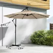 Outsunny LED napelemes napernyő, kb. Ø300 cm, forgatható, hajtókaros talppal és védőburkolattal, bézs