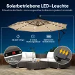 Outsunny LED napelemes napernyő, kb. Ø300 cm, forgatható, hajtókaros talppal és védőburkolattal, bézs