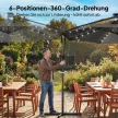 Outsunny LED napelemes napernyő, kb. Ø300 cm, forgatható, hajtókaros talppal és védőburkolattal, sötétszürke