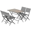 Outsunny Kerti bútor garnitúra, összecsukható ülőgarnitúra, 5 részes, asztal 4 légáteresztő székkel, fahatású