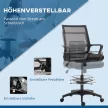 Vinsetto irodai szék, magasságában állítható, lábtartóval, hálós háttámlával, fekete