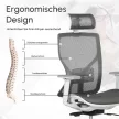 Vinsetto Ergonomikus irodai szék, derékpárna, 3D kartámaszok, ergonomikus, hálós szövet, szürke.