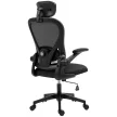 HOMCOM Ergonomikus irodai szék, felhajtható karfákkal, állítható deréktámasszal, fekete