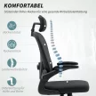HOMCOM Ergonomikus irodai szék, felhajtható karfákkal, állítható deréktámasszal, fekete