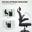 HOMCOM Ergonomikus irodai szék, felhajtható karfákkal, állítható deréktámasszal, fekete