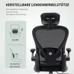 HOMCOM Ergonomikus irodai szék, felhajtható karfákkal, állítható deréktámasszal, fekete