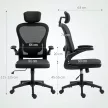 HOMCOM Ergonomikus irodai szék, felhajtható karfákkal, állítható deréktámasszal, fekete