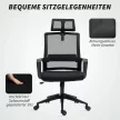 HOMCOM Ergonomikus irodai szék, forgószék, hálószövet fekete