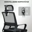 HOMCOM Ergonomikus irodai szék, forgószék, hálószövet fekete