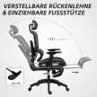 HOMCOM Ergonomikus irodai szék, hálós szövettel, állítható 3D, karfákkal és fejtámlával, fekete