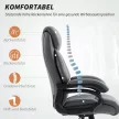 Vezetői forgószék, 150 kg teherbírású, nagy és magas irodai szék PU bőrből, antracit szürke