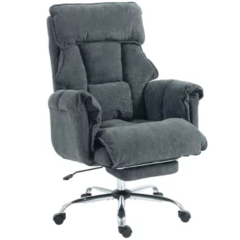   HOMCOM Főnöki irodai szék, magasságban állítható forgószék deréktámasszal, lábtartóval, sötétszürke