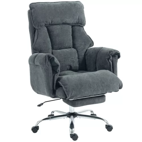 HOMCOM Főnöki irodai szék, magasságban állítható forgószék deréktámasszal, lábtartóval, sötétszürke