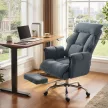 HOMCOM Főnöki irodai szék, magasságban állítható forgószék deréktámasszal, lábtartóval, sötétszürke