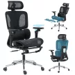HOMCOM Prémium ergonomikus irodai szék, állítható derék- és fejtámlával, 6D karfákkal, lábtartóval, hálós, fekete