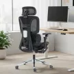 HOMCOM Prémium ergonomikus irodai szék, állítható derék- és fejtámlával, 6D karfákkal, lábtartóval, hálós, fekete
