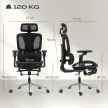 HOMCOM Prémium ergonomikus irodai szék, állítható derék- és fejtámlával, 6D karfákkal, lábtartóval, hálós, fekete