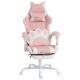 Vinsetto ergonomikus gamer szék, macskafüles műbőr, lábtartó, fejtámla, rózsaszín