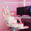 Vinsetto ergonomikus gamer szék, macskafüles műbőr, lábtartó, fejtámla, rózsaszín
